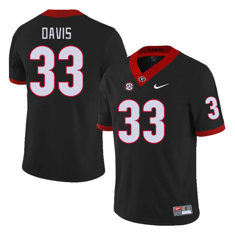 #33 Terrell Davis Georgia Bulldogs Jerseys Football Stitched-Retro Black